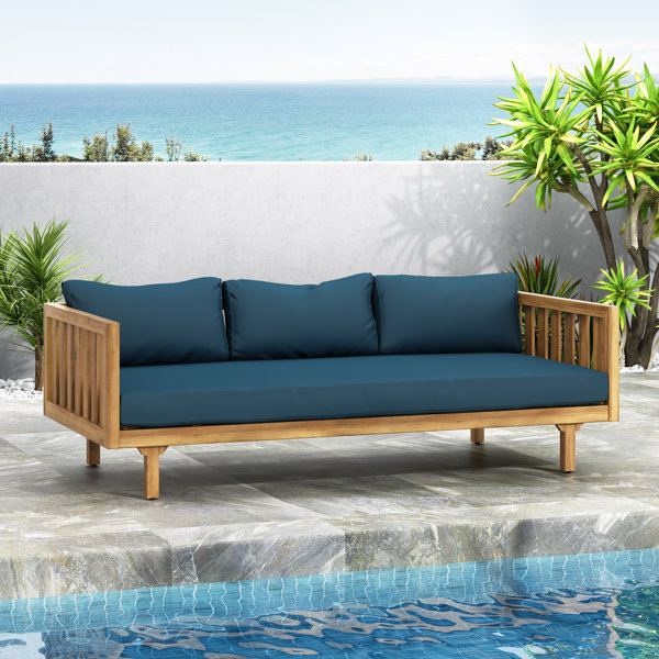Loon Peak® 67.75'' Wide Outdoor Teak Patio Daybed with Cushions
